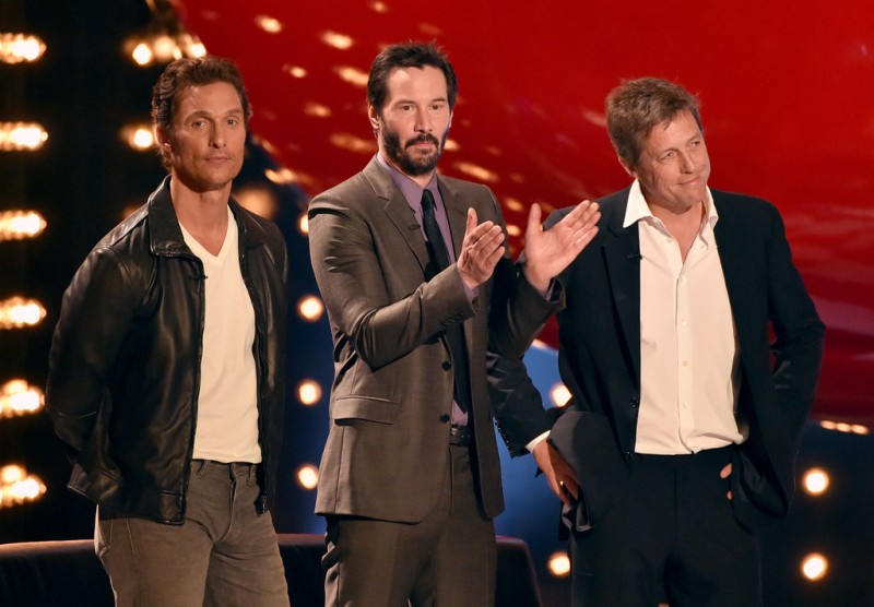 Actors Matthew McConaughey, Keanu Reeves and Hugh Grant