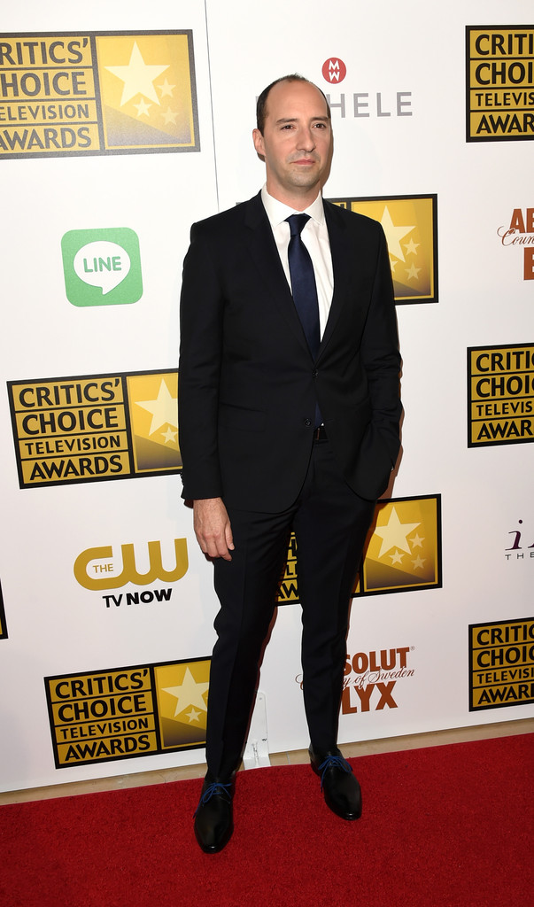 'Veep' actor Tony Hale wore a look from Tommy Hilfiger Tailored to the Critic's Choice Television Awards.