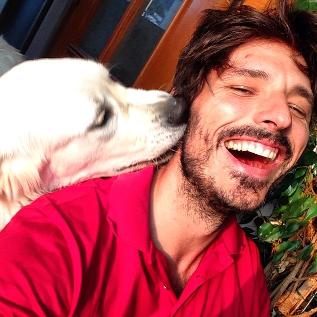 Spanish model Andres Velencoso Segura is all smiles as usual.