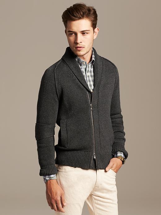 Heritage Shawl-Collar Zip Cardigan from Banana Republic