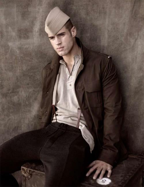 Chad White looks the part for a military-inspired shoot by Richard Phibbs for the December 2009 issue of Sport & Style.