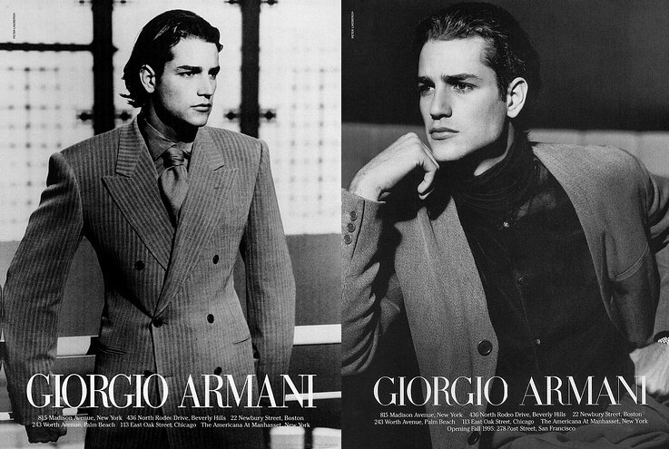 Andrea Boccaletti by Peter Lindbergh for Giorgio Armani Fall/Winter 1995 Campaign.