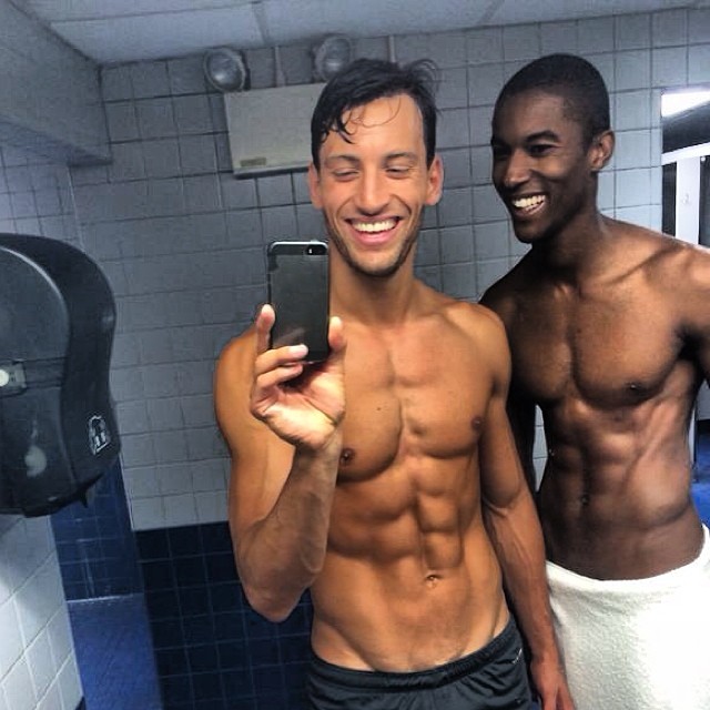 Friends Kevin Sampaio and Claudio Monteiro post workout.