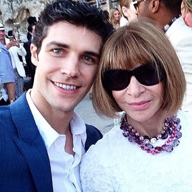 Roberto Bolle poses for an image with Vogue editor-in-chief Anna Wintour.