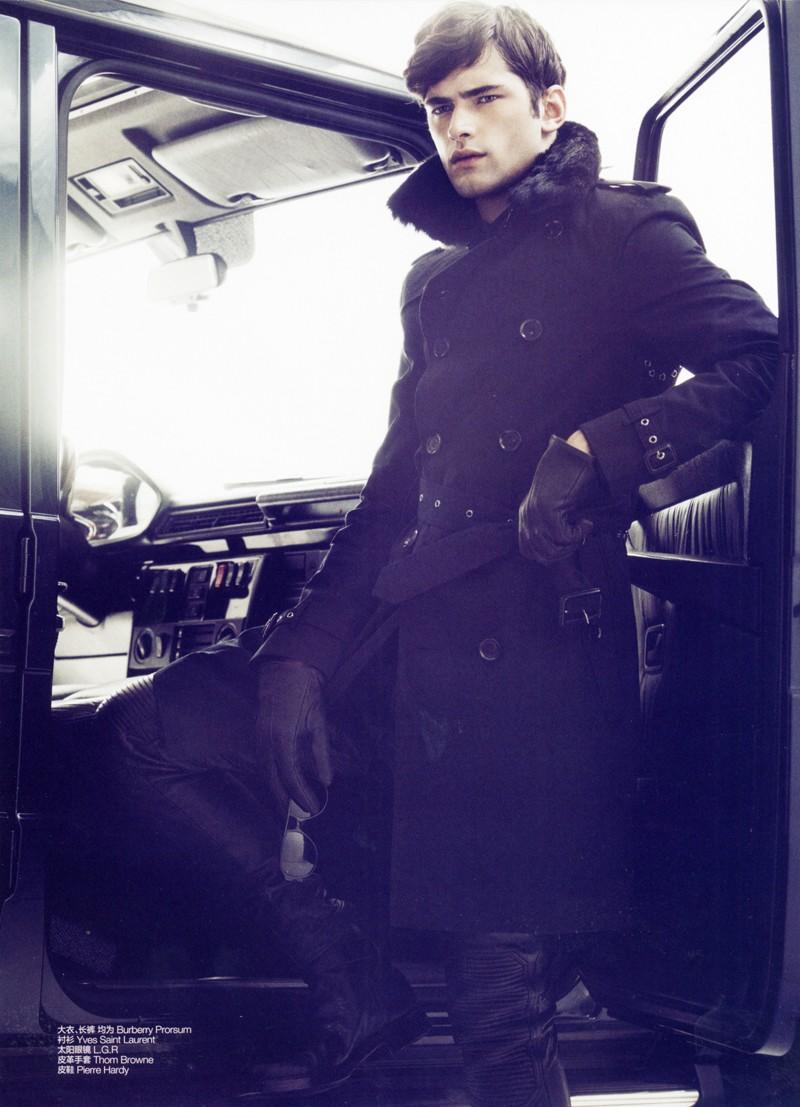 Sean O'Pry puts on a cold front for GQ China's January 2012 issue. Photo by Greg Harris.