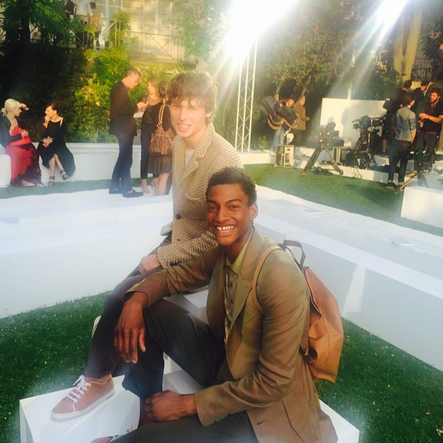 Ty Ogunkoya and Chris Poulter pose for a great fashion week photo.