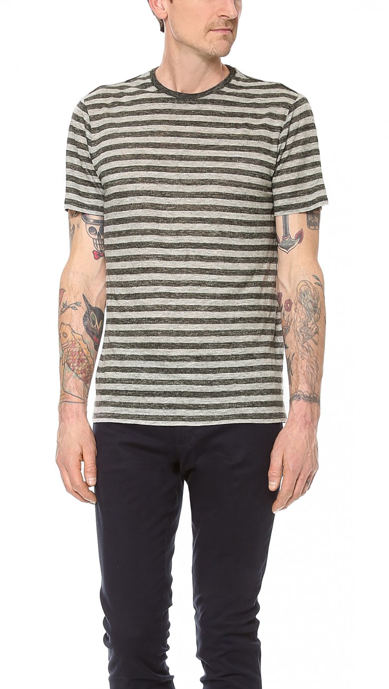 Vince Striped Linen T-Shirt