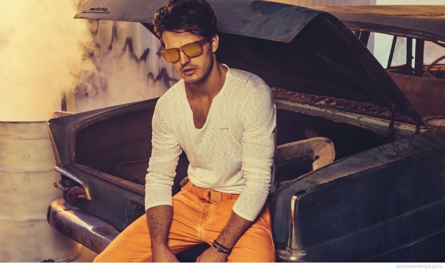 Diego Miguel Models Colored Denim Jeans for Acostamento Spring/Summer 2015 Ad Campaign