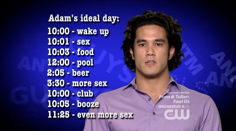 Adam is completely ridiculous, but makes for great TV. We'll play for now. » America's Next Top Model Cycle 21 Premiere Recap: 'The Boyz R Back' Adam is completely ridiculous, but makes for great TV. We'll play for now.