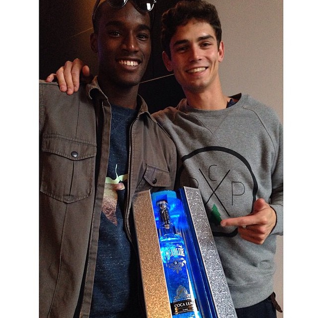 A happy Arthur Gosse poses for an image with friend Corey Baptiste