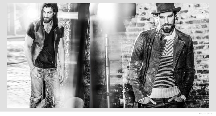 Henrik Fallenius Models Belstaff Motorcycle Jackets + More for Neiman Marcus