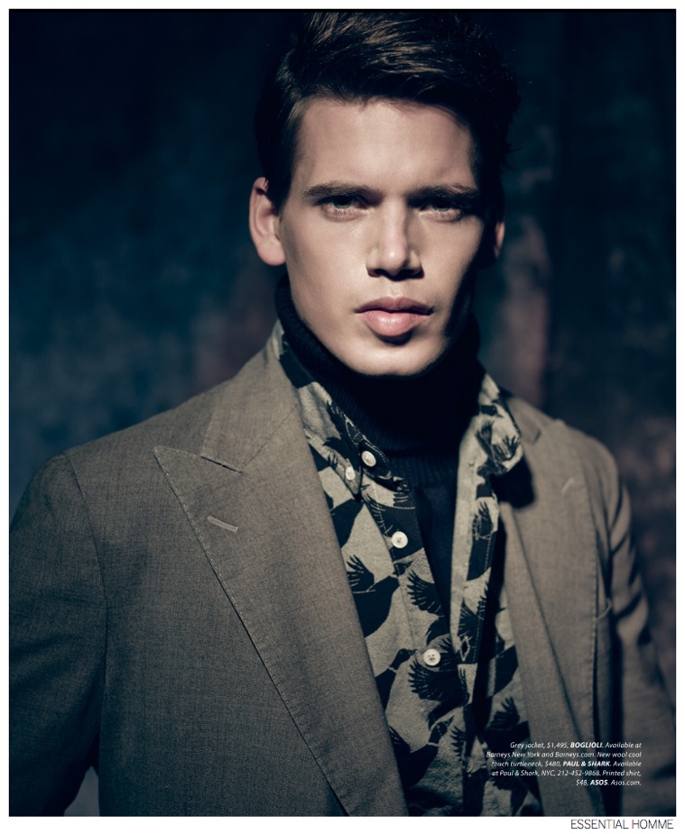 Mark Cox Models Fall’s Sleek Turtlenecks for Essential Homme