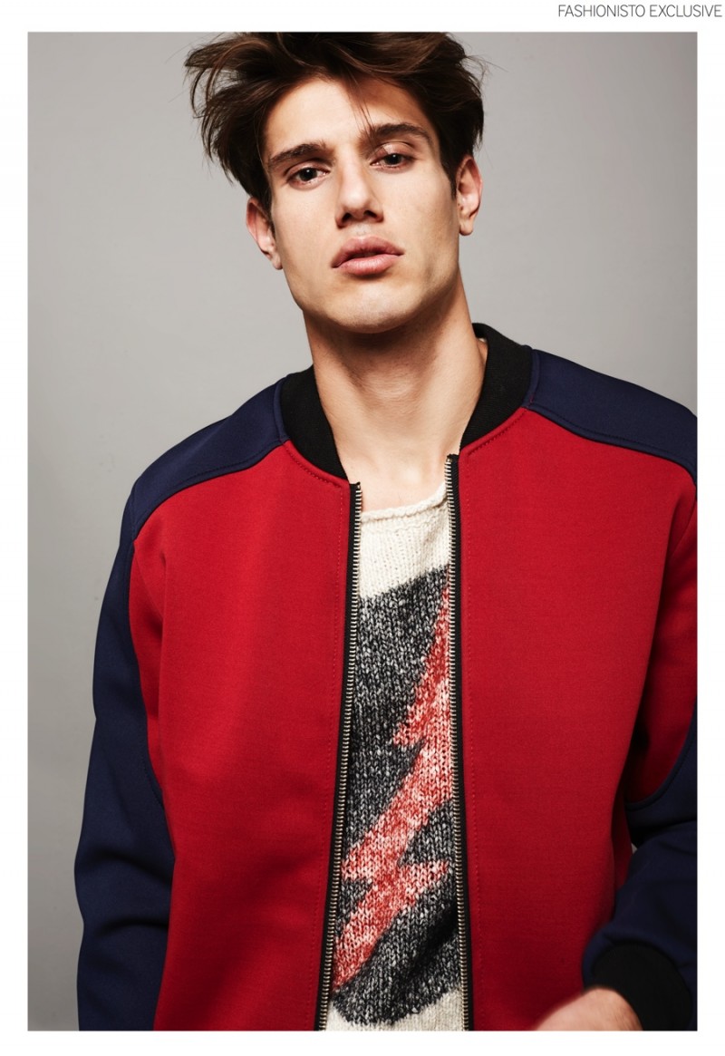 Marco wears neoprene jacket ASOS and sweater Dondup.