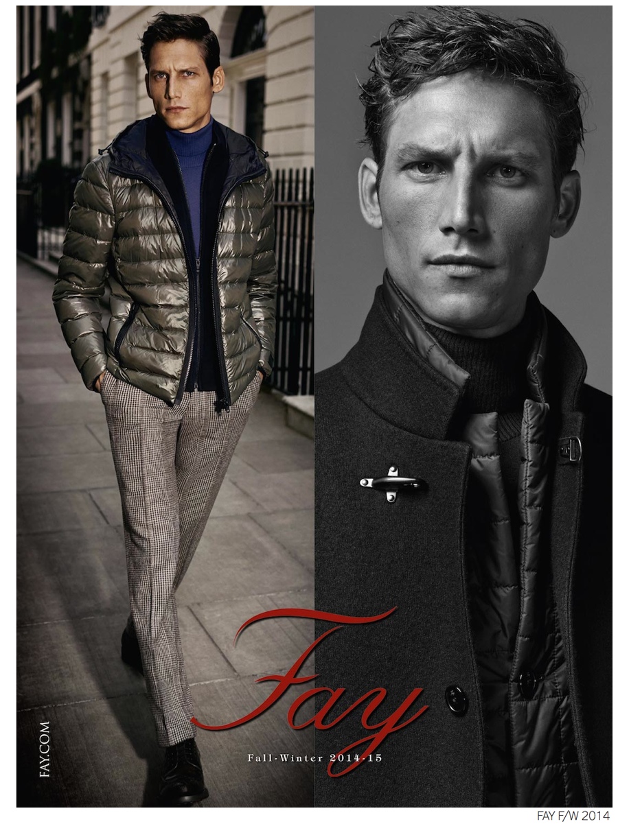 Roch Barbot Models Urban Smart Styles for Fay Fall/Winter 2014 Ad Campaign