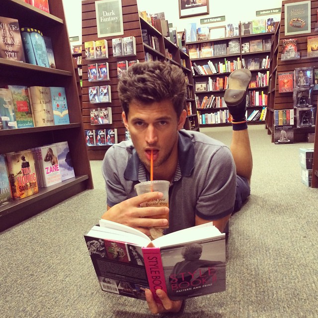 Garrett Neff gets in a good read at Barnes & Noble.