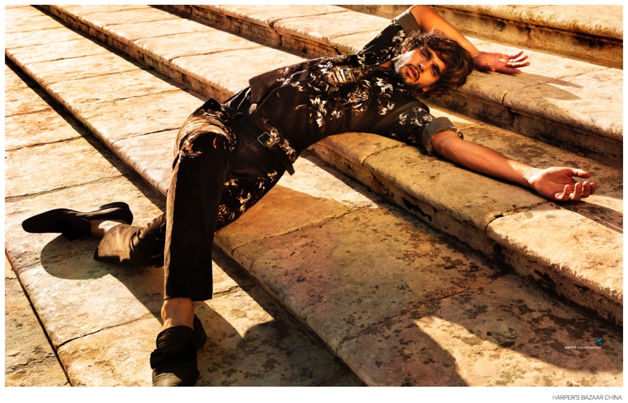 Marlon Teixeira Dons Fall Suiting for Harper’s Bazaar China September 2014 Edition