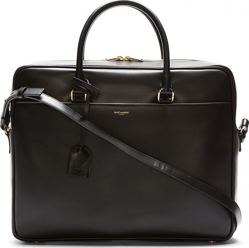 Saint Laurent Black Leather Briefcase