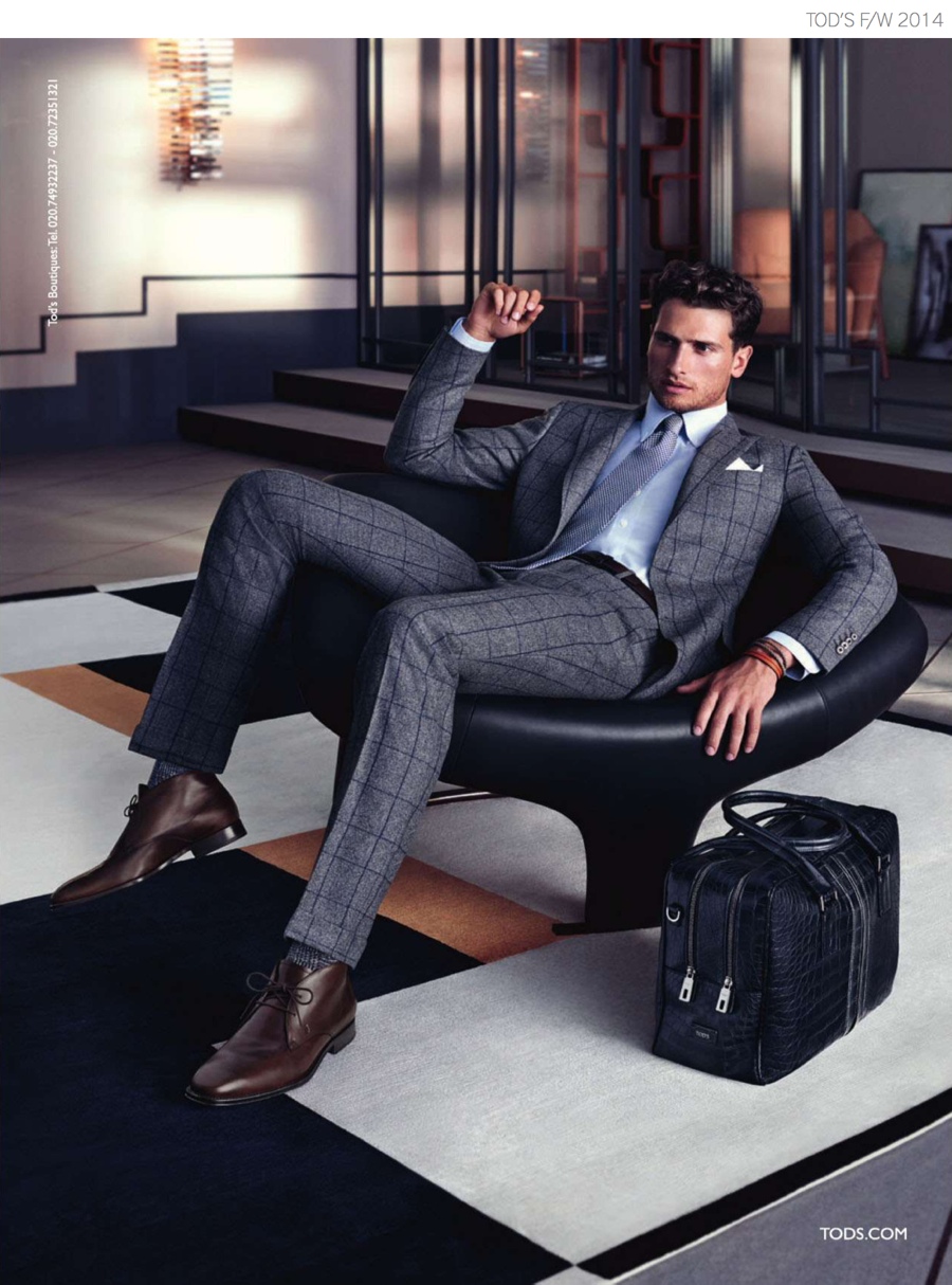 Tom Warren Models Sharp Shoes for Tod’s Fall/Winter 2014 Ad Campaign