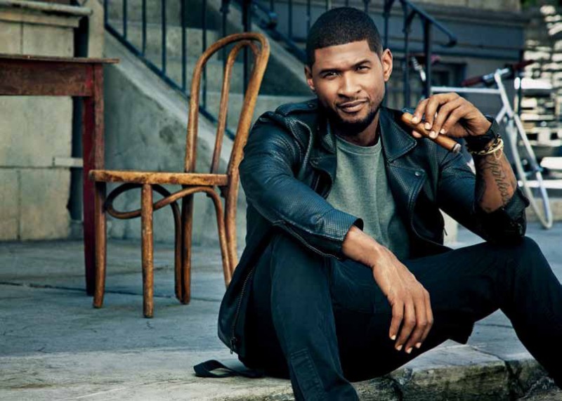 Usher Leather Biker Jacket Cigar Aficionado Photoshoot