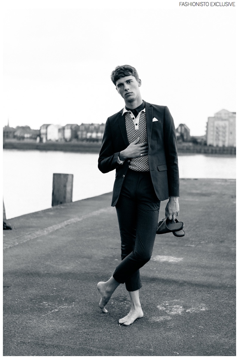 Yarik wears shoes River Island, jumper and t-shirt Gabicci, blazer and trousers ASOS.