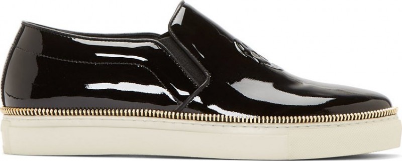 Alexander McQueen Leather Zipper Trim Slip-on Shoes