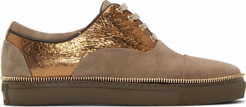 Alexander McQueen Tan Suede Metallic Trim Sneakers