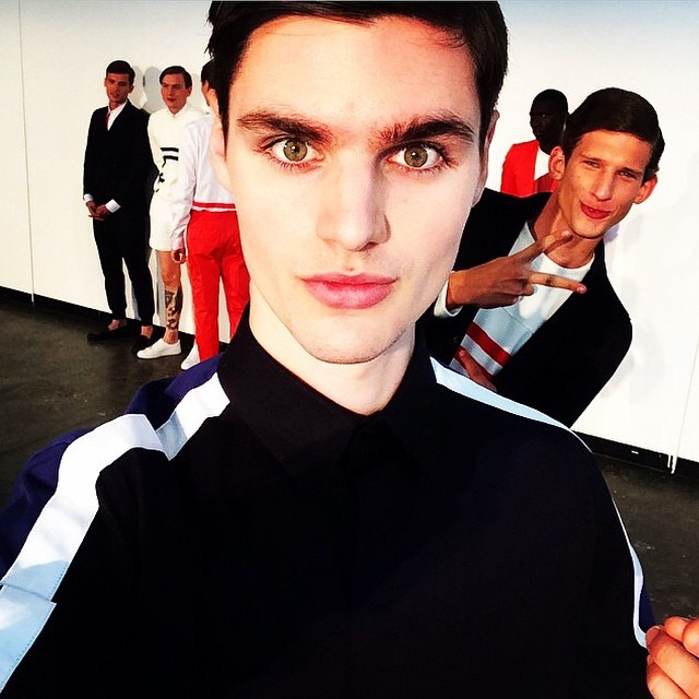 Ben Lark and Botond Cseke pose for a fashion week themed selfie.