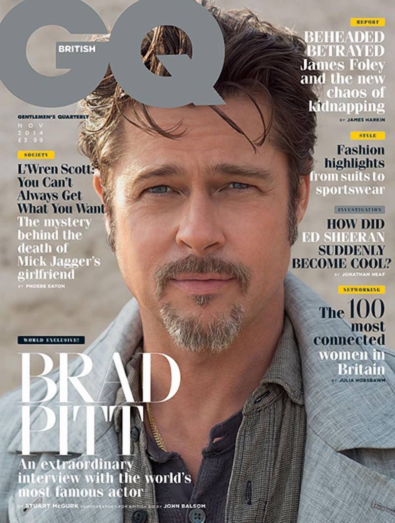Brad Pitt covers the November 2014 issue of British GQ.