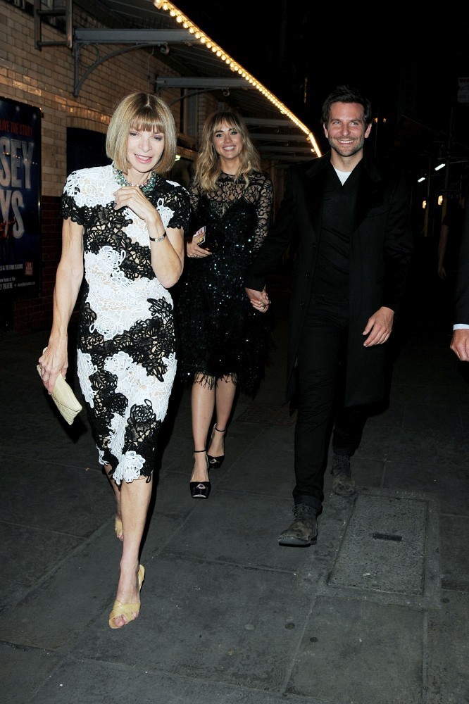 Anna Wintour joins Bradley Cooper and Suki Waterhouse for dinner.