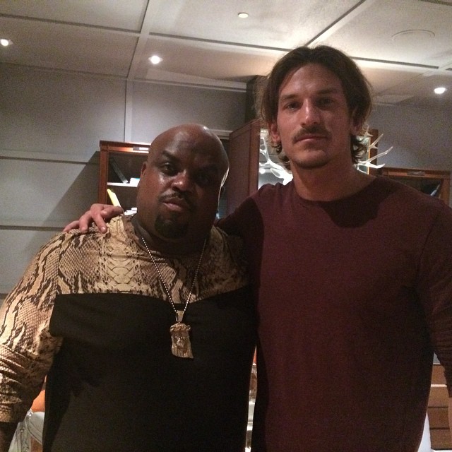 Jarrod Scott runs into Cee Lo and poses for a photo.
