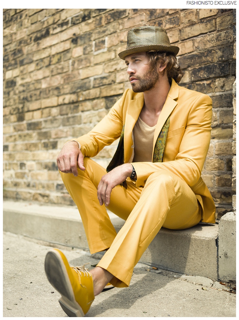 Josh wears Topman, shirt stylist's own, shoes J.D. Fisk, scarf and vintage hat stylist's own.