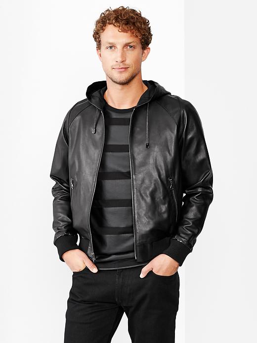 En Noir Hooded Leather Jacket
