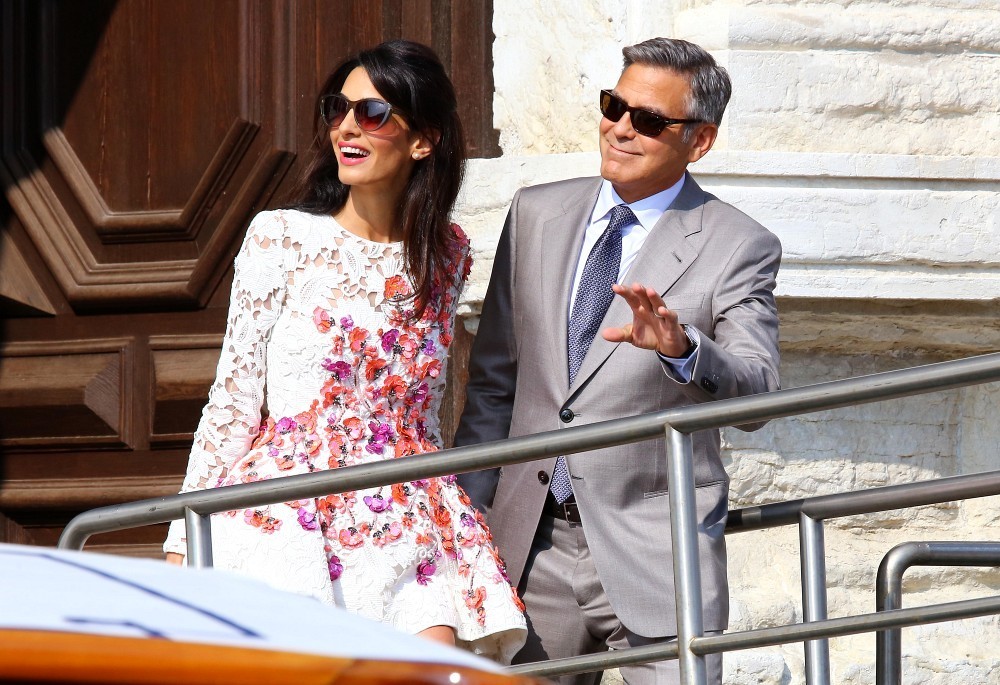 George Clooney Post Wedding Bliss in Light Gray