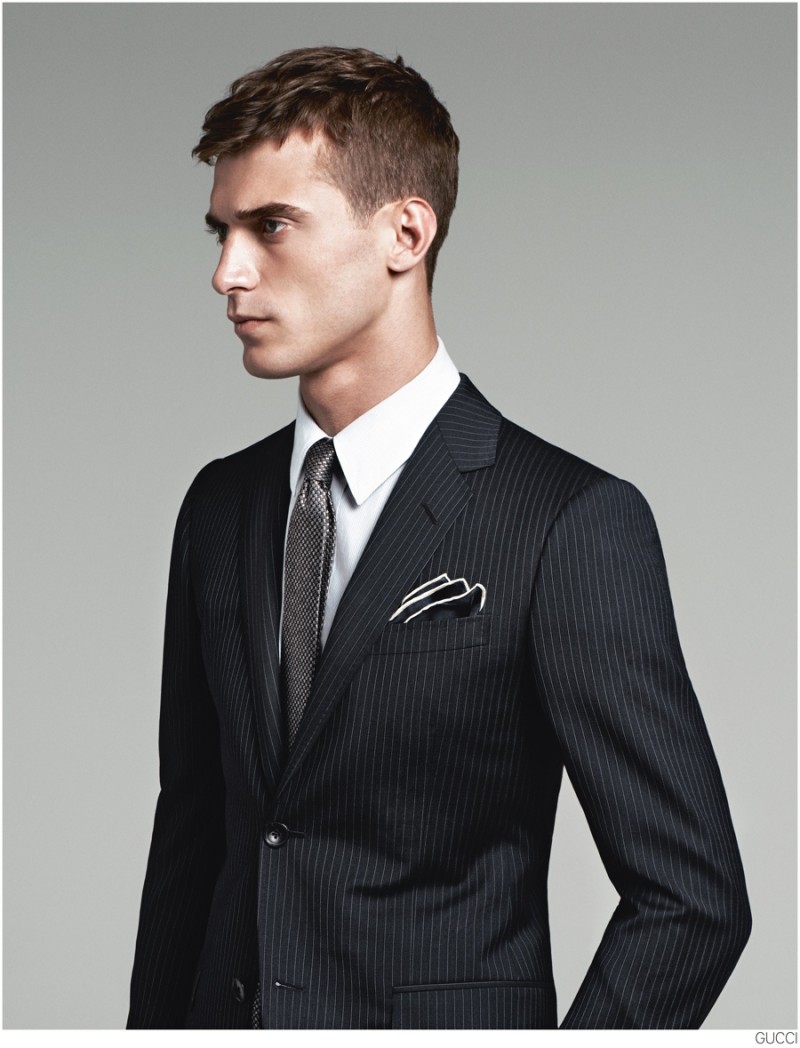 Clément Chabernaud Models Gucci Men's Tailoring Suit Collection