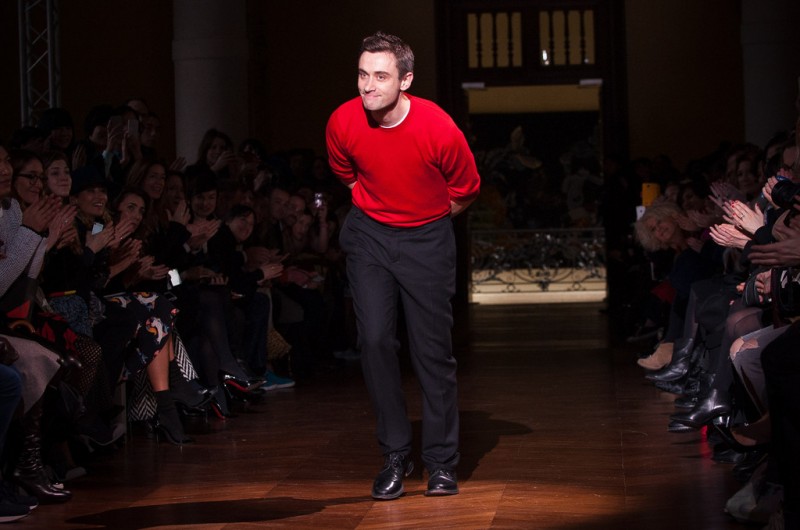 Guilluame Henry takes a bow following his Carven womenswear show in February