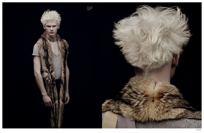 Bleached Blond, Karlis Adlers is Layered in Luxe Fall Fashions for HERO