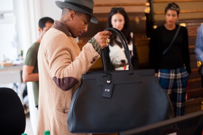 Pharrell shows off one of his Moynat bags