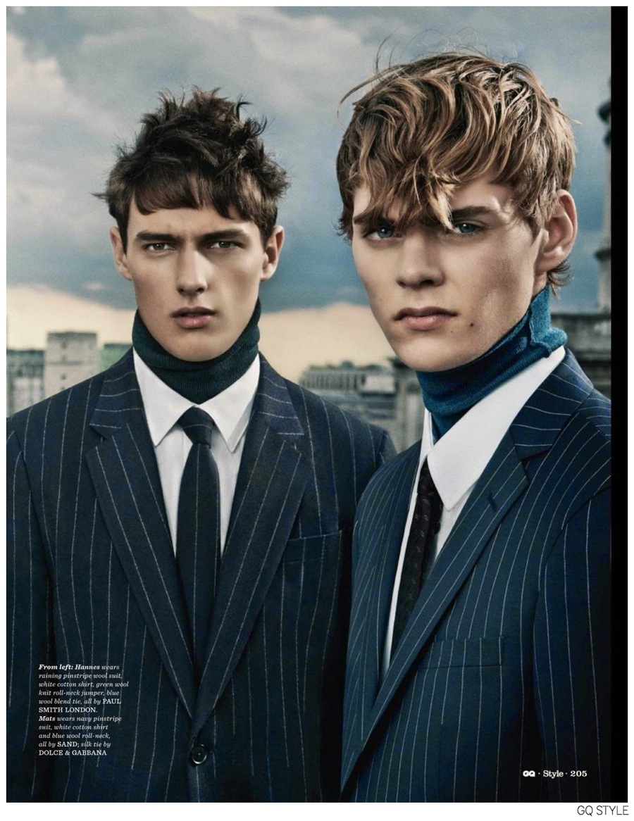 Rhys, Hannes & Mats are ‘Pinstripe Punks’ in Fall Suits for British GQ Style