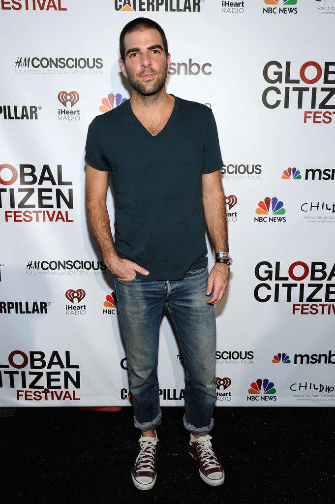 Zachary Quinto Cuffs Denim Jeans for Global Citizen Festival