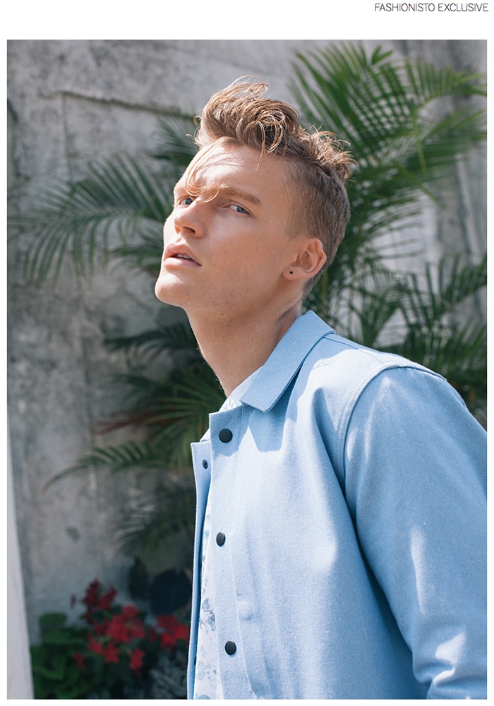 Cameron wears jacket Patrik Ervell.