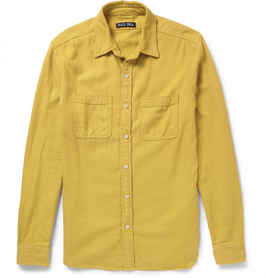 Alex Mill mustard yellow cotton flannel shirt