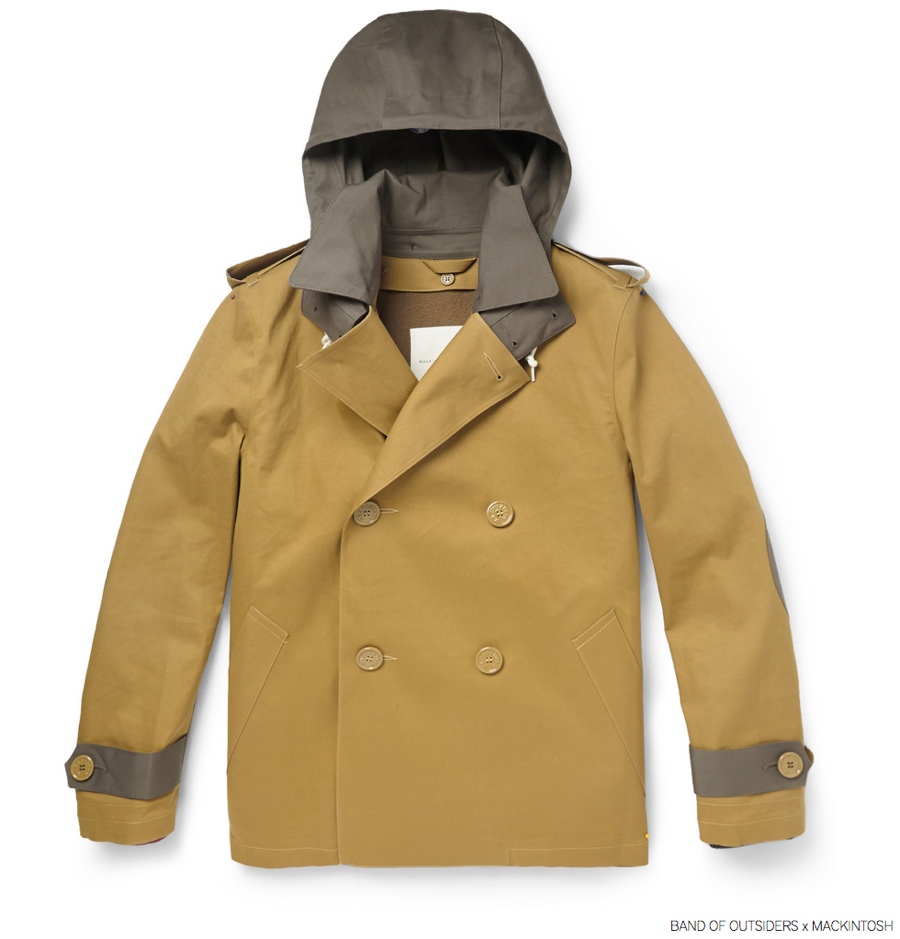 Band of Outsiders Mackintosh Bonded Cotton Peacoat in Brown