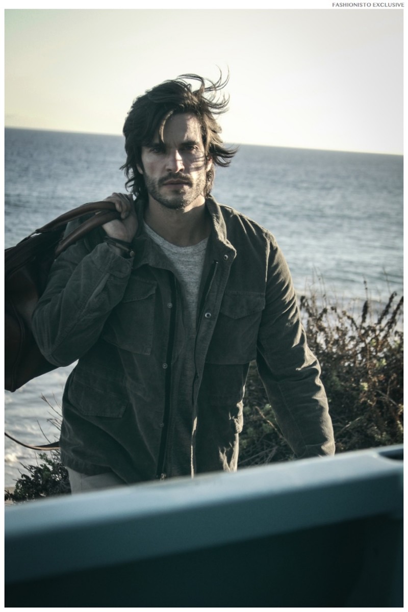 Daniel wears long sleeve gray shirt and green corduroy jacket James Perse. Bag by Medici. » Fashionisto Exclusive: Daniel di Tomasso Interview Daniel wears long sleeve gray shirt and green corduroy jacket James Perse. Bag by Medici.