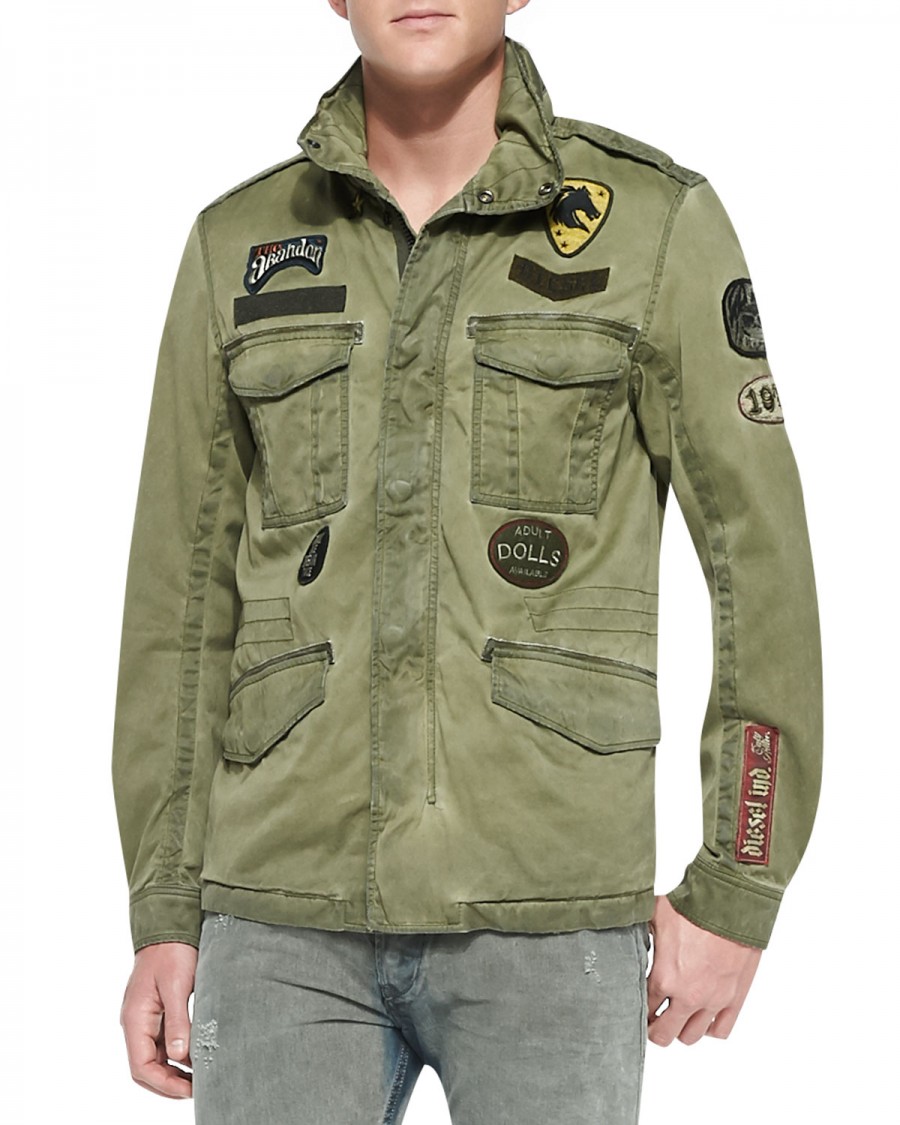 Luke Evans Steps Out in Diesel Military Jacket with Patches – The ...