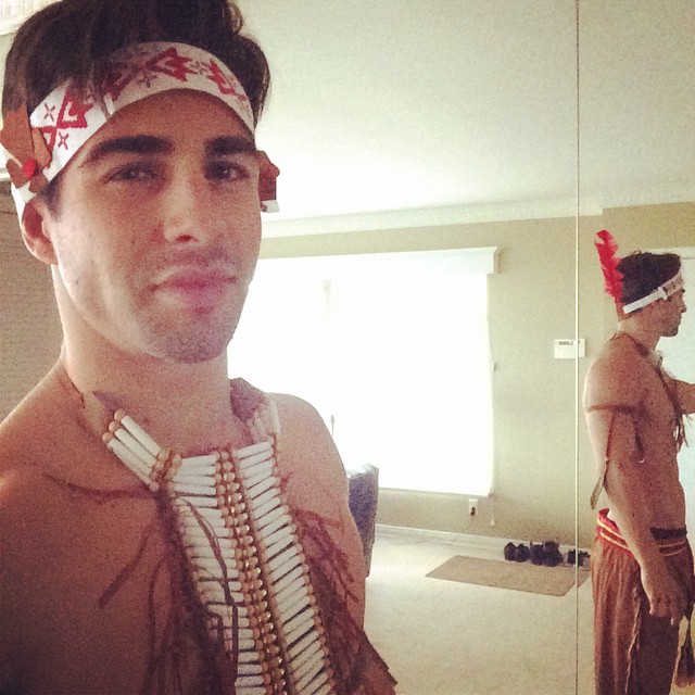 Drew Hudson channels his inner Native American for Halloween.