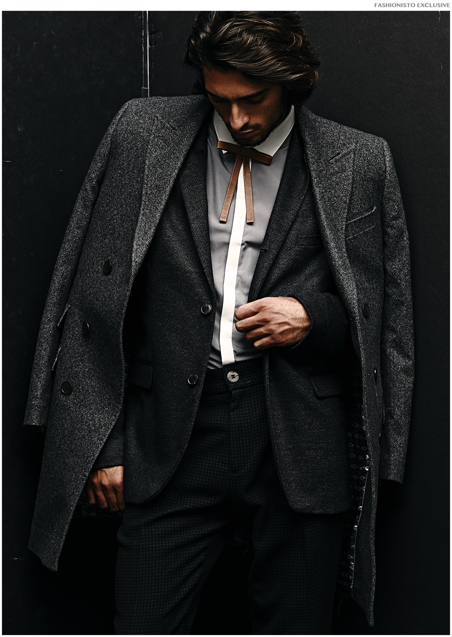 Christian wears shirt H&M, pants Oliver Spencer, tie Topman, jacket and blazer Ted Baker.