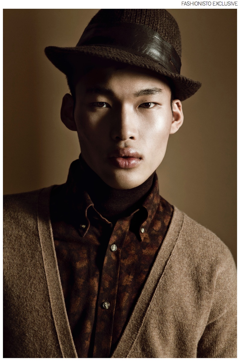 Chun wears cardigan Levi's, shirt Harmont and Blaine, turtleneck sweater BOSS by Hugo Boss and hat stylist's own.