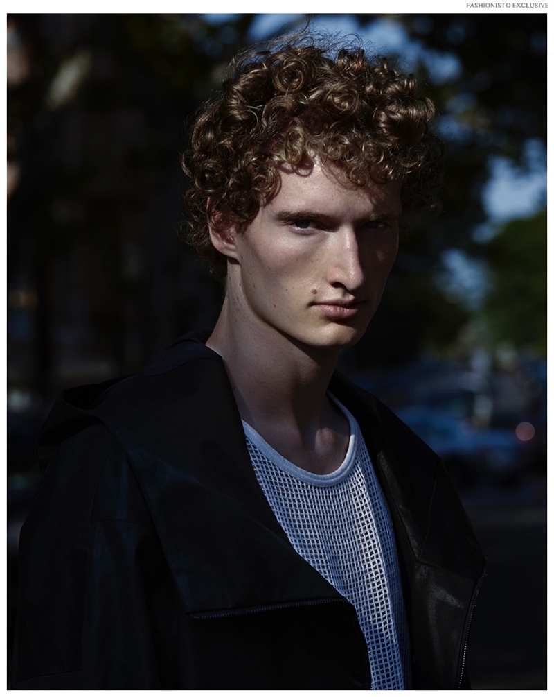 Luke wears waxed jacket Jil Sander and mesh tank Off-White. » Fashionisto Exclusive: Luke Gernert by Jakob Axelman Luke wears waxed jacket Jil Sander and mesh tank Off-White.