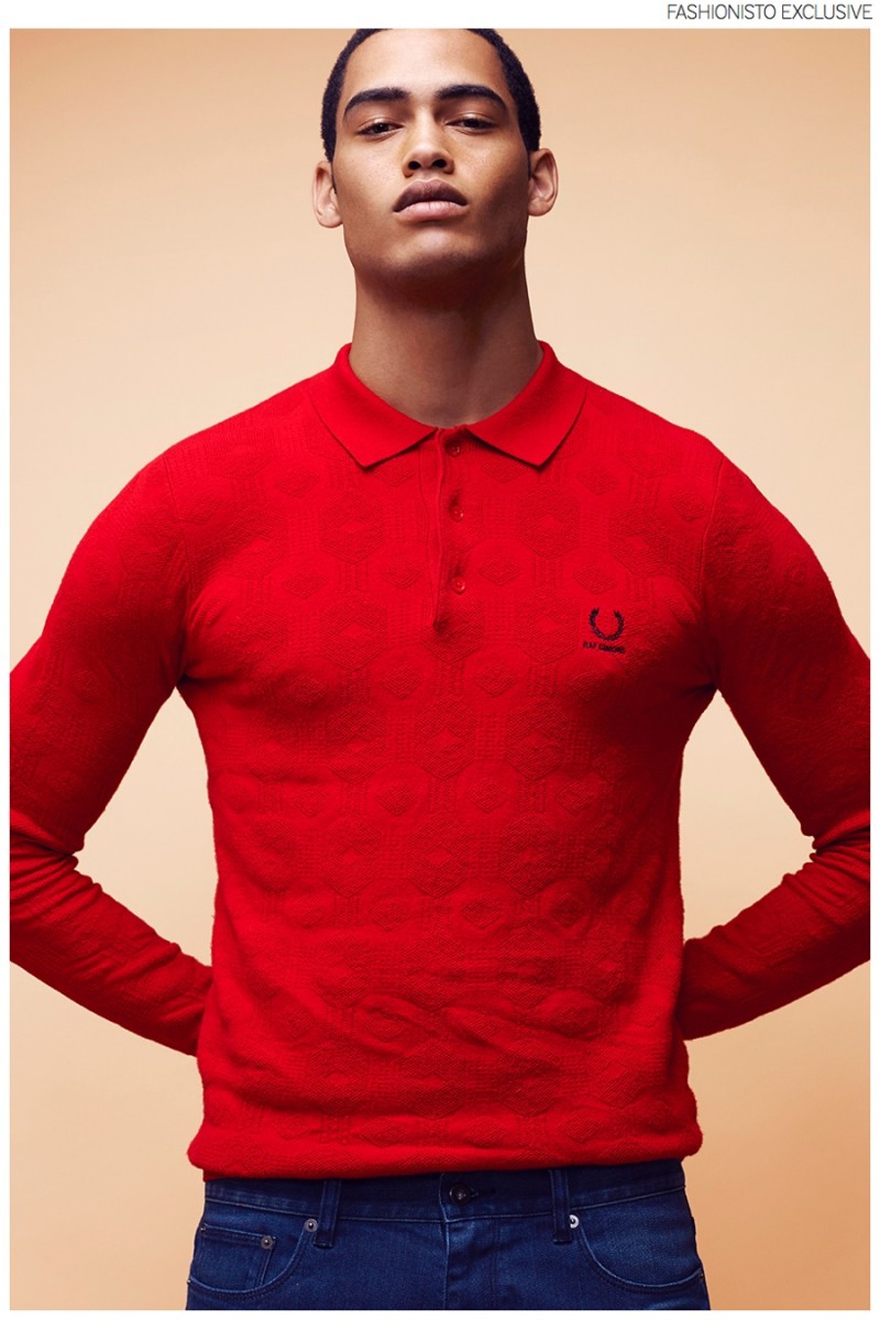 Cameron wears long-sleeve polo Fred Perry and jeans Reiss.