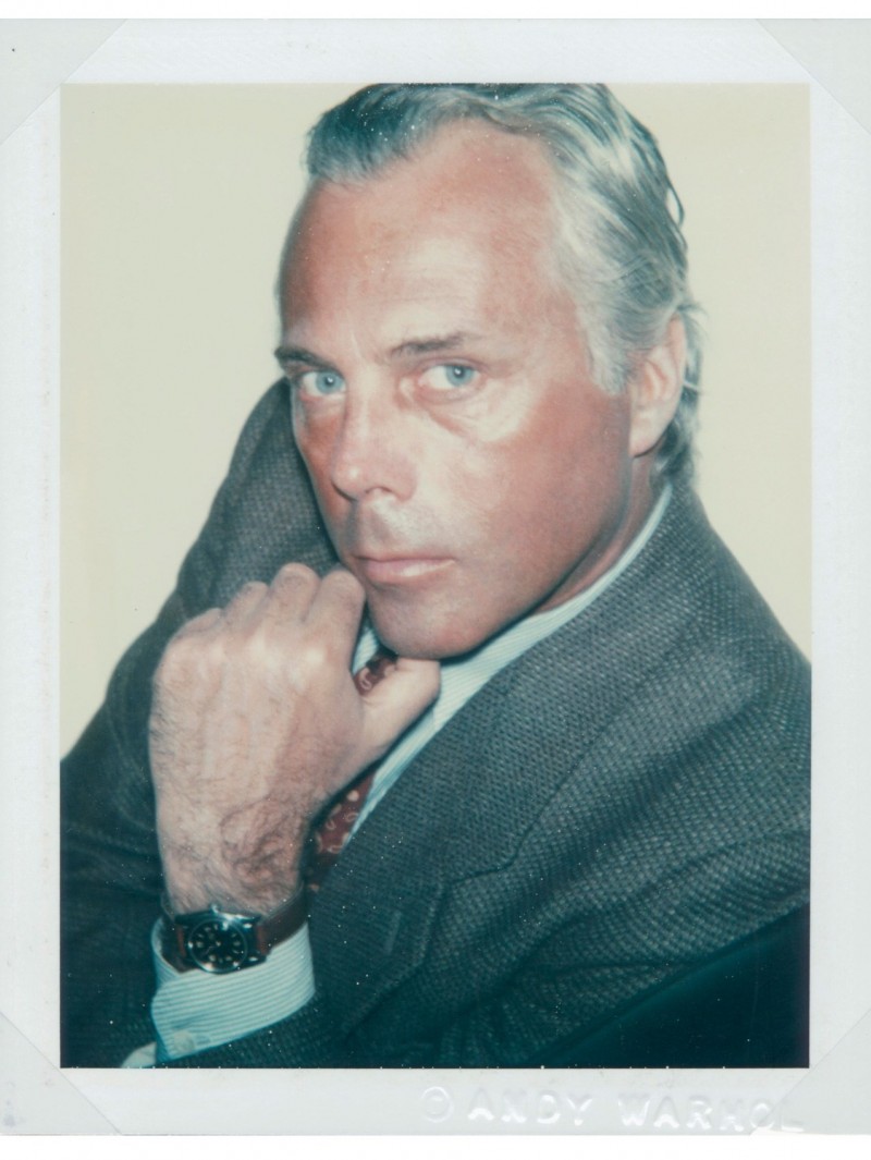 Designer Giorgio Armani is oh so GQ in this old polaroid shot by Andy Warhol.
